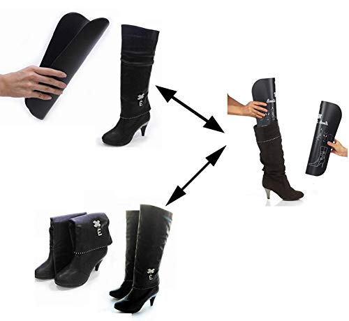 Quupy LL56971BLACK 2 Pairs 16 Inch Long Thicken Plastic Shoe Shaper Holder Shoe Trees Stretcher Inserts Tall Boot Automatic Stand Support No Print thumb #4