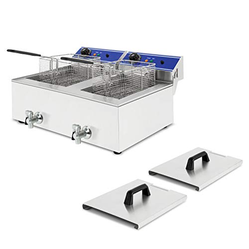 vertes Friteuse Fritteuse Fritöse Edelstahl 2x 10L (6000W, 230V, Kaltzonenprinzip, Temperatur Stufenlos Regulierbar 50… – Bild 3