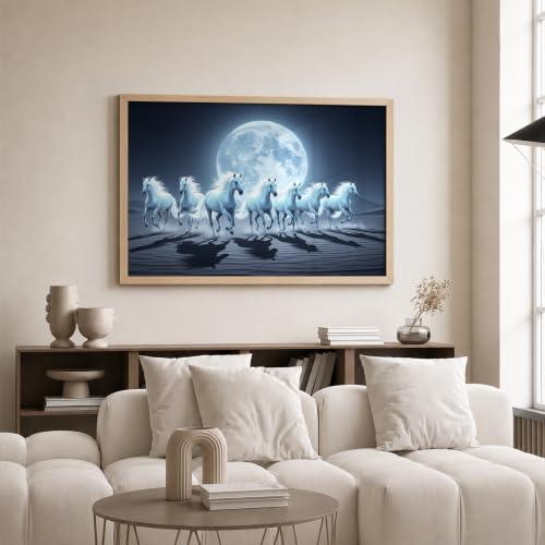 Image of Suneree 7 Horse Vastu Wall Painting (Landscape Collection) (Natural, Design 05, 10x13 Inch)