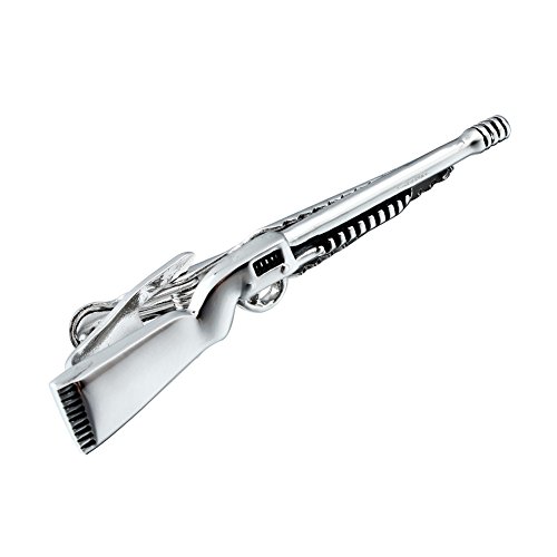 Hawson Silver Tie Clip Bar Pin For Men Extra Long Necktie For Casual Party Occasion 2.2 Inch Accessory (Gun) #TOP2