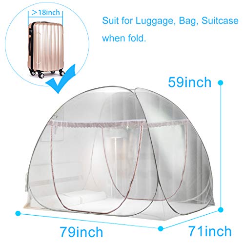 Omont Pop Up Bed Net Tent With Bottom, Folding Design Bed Canopy For Bedroom And Outdoor Trip,Easy To Install And Wash For Twin To King Size Bed (79 X71X59 Inch) #TOP3
