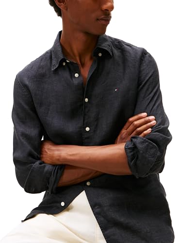 Tommy Hilfiger Men's Long Sleeve Casual Linen Button Down Shirts in Regular Fit2