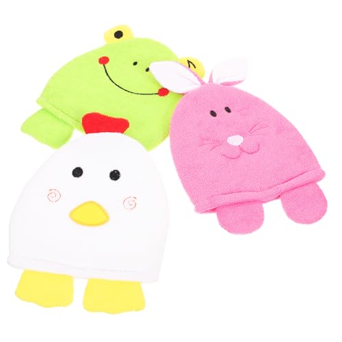 Holibanna 3Pcs Cartoon Bath Mitts for Exfoliating Gloves for Shower Gentle Skin Scrubbers Fun Animal Design for All Skin Types Bath Accessories