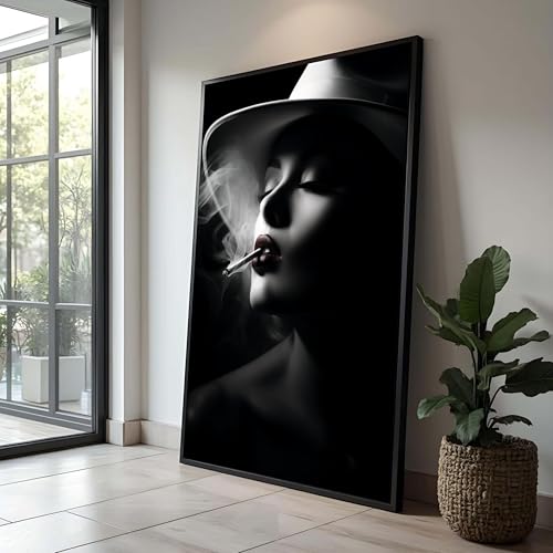 Art mural vintage noir et blanc portrait femme haute définition