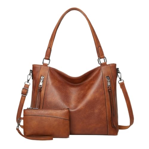 Bolsa feminina retrô em couro PU, modelo carteira pequena e moderna, com grande capacidade.(Y199-Marrom)
