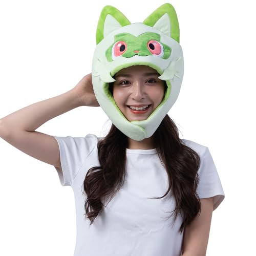 Bonnet Sprigatito Pokémon avec Oreilles Relief - Chapeau Vert Adulte