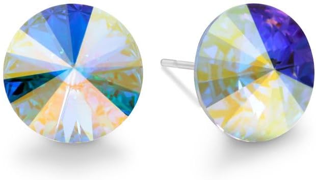 Seona Crystal Stud Earrings for Women – Hypoallergenic Stainless Steel Earrings, Lightweight Rivoli Crystal Jewelry for Women, Stylish Stud Jewelry for Everyday Wear