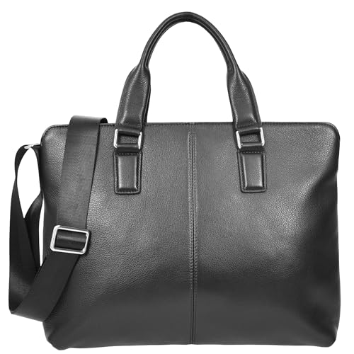 Sacoche en cuir pleine fleur homme noir avec plusieurs poches A981