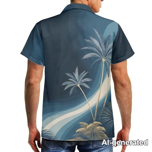 Image of Hawaii Matching Couple Outfits Husband and Wife Clothing Fashionable Mens Casual Shirts Hawaii Dress with Soft Fabric