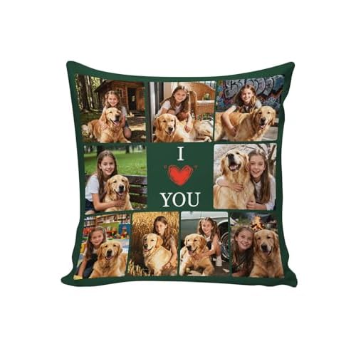Custom4U Couple Gifts Custom Pillow with Picture & Text I Love You Customized Square Throw Pillow Girlfriend Boyfriend Love Gifts for Birthday Anniversary Wedding (Optional Pillow Insert) St
