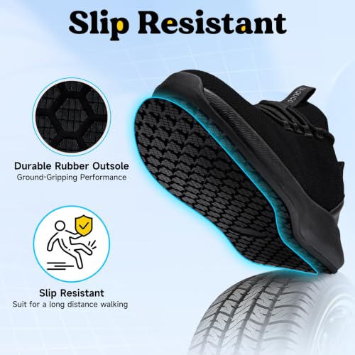 Image of Non Slip Work Shoes for Women Food Service Lightweight Waterproof Kitchen Chef Shoe Restaurant Walking Sneakers Nursing Slip Resistant Footwear, Black