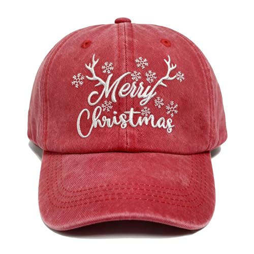 MJJLYYU Merry Christmas Baseball Cap - Xmas Hats for Men Women Adjustable Embroidered Hat, Low Profile Dad Hats, Unisex Cotton Cap