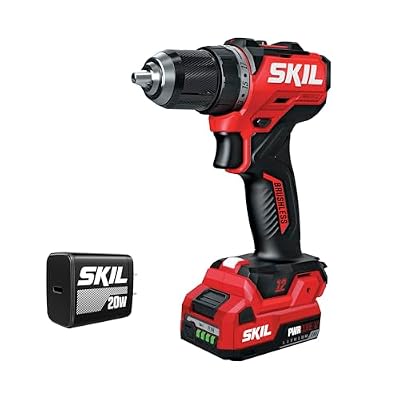 SKIL 12V Brushless Cordless 1/2-Inch Compact Drill Driver Kit Including 2.0Ah USB-C Battery and 20W Charger - DL6290A-11