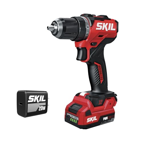 Image of SKIL 12V Brushless Cordless 1/2-Inch Compact Drill Driver Kit Including 2.0Ah USB-C Battery and 20W Charger - DL6290A-11