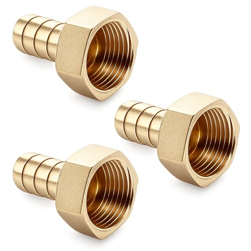 CanQuanSWZX Lot de 3 Raccords Canneaux en Laiton 1/2 Pouce avec Filetage Femelle 12mm pour Tuyau d'Arrosage, Tuyauterie, Raccord Gaz, Installation Facile