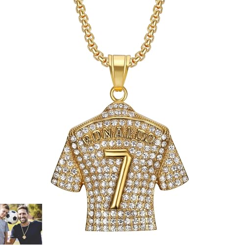 JFGDVW - JFGDVW Of No. 7 Jersey Pendant, Boys Necklace Kids, Football Player Pendant Number, Fashionable Gift for Ball Game Lovers(Gold)