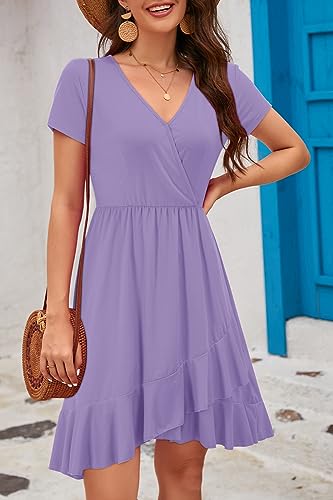 Image of ULTRANICE Womens Summer Dresses Floral V Neck Ruffled Hem Spaghetti Spring Casual Beach Outfits Flowy Wrap Sun Dress