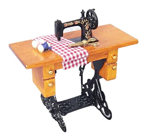 Miniature Furniture Dollhouse Accessories Sewing Machine 1:12 Scale Retro Furniture Table Decor Vintage Tailor Treadle Vintage Decoration Life Scene Ornament (A) #TOP18