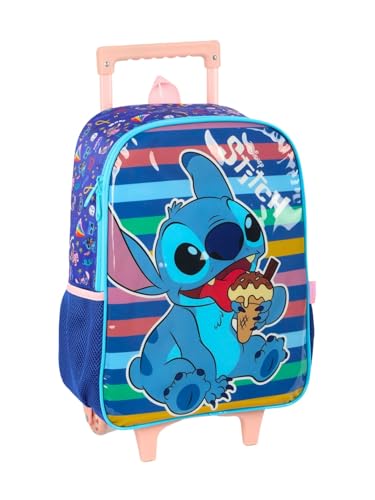Mochila com Rodinha, Stitch, Grande, Azul, Luxcel