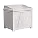 Suncast 22 Gallon Resin Storage Seat - Contemporary Indoor and Outdoor Bin Stores Tools, Toys, and Accessories - White Wicker