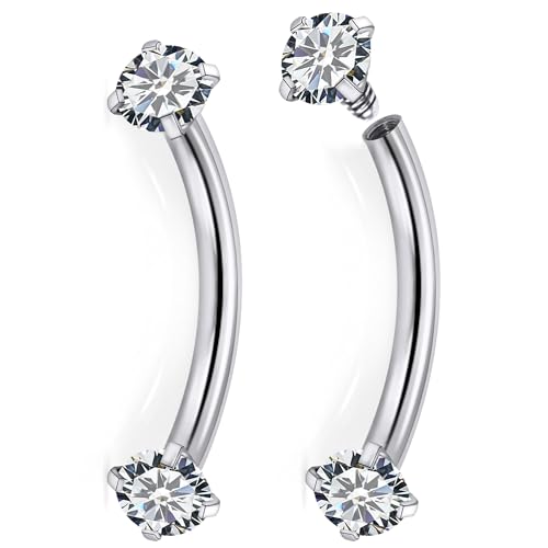 Jenxnjsjo F136 Titanium 16g 6mm Eyebrow Rook Snug Vertical Labret Lip VCH Snake Eyes Anti Tragus Christina Daith Earrings Ring Bridge Hood Surface Curved Barbell Piercing Jewelry for Women Men by Jenxnjsjo - Used condition - US$5.96