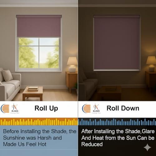 Image of 100% Blackout Roller Blinds for Windows | UV Protection & Thermal Insulated Fabric | Privacy Window Shades for Home & Office | Easy Install