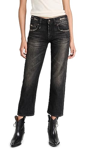 R13 Women's Boy Straight Jeans, Abbey Black, 28