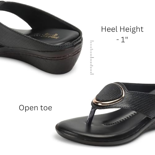 Image of TRASE Women's Fashion Sandal | Faux Leather, Comfortable & Stylish Wedges | Ideal for Casual & Formal Occasions 2 inches heel
