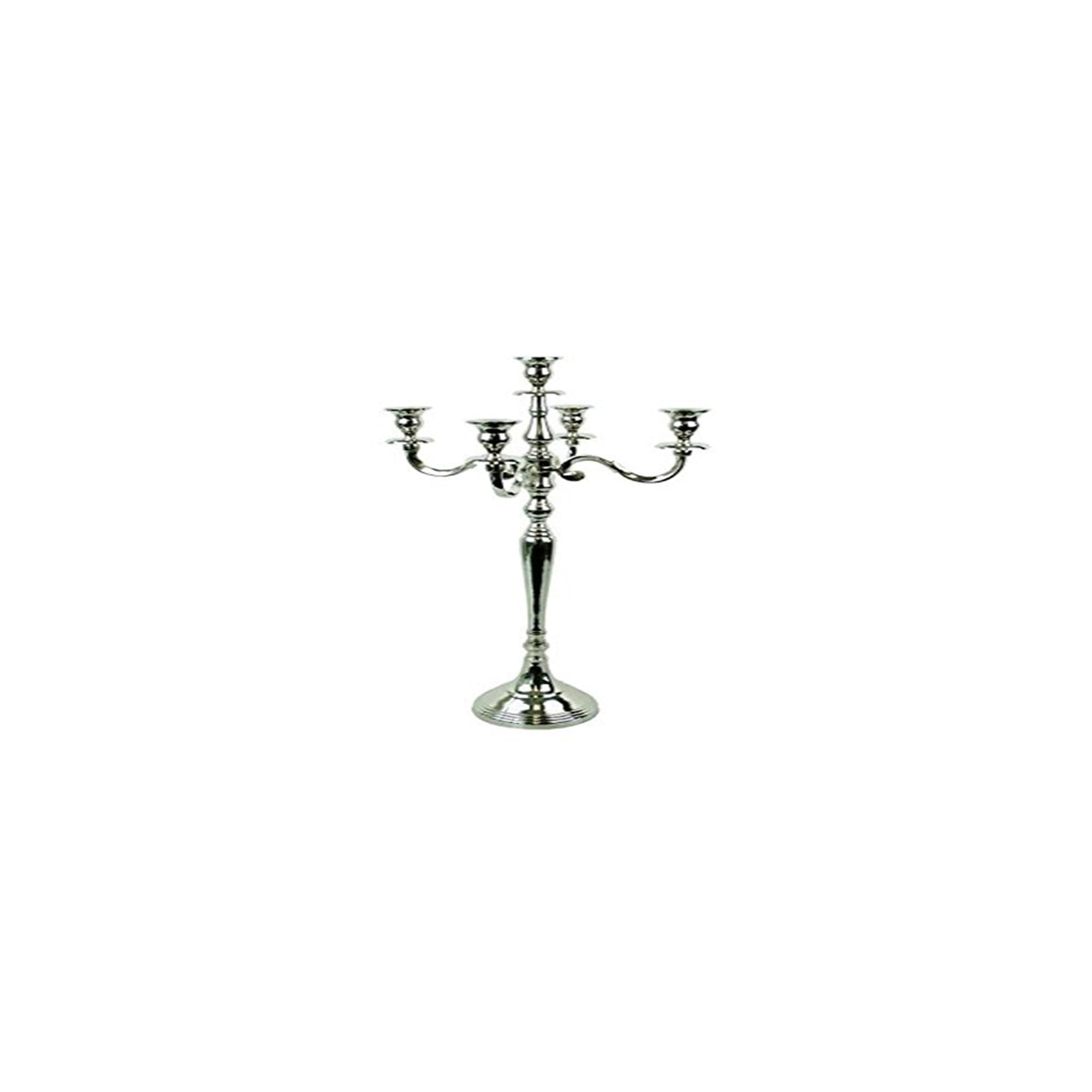 5 Arm Silver Candelabra Metal Candle Holder - 30cm
