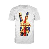Urban Attitude London Victory Sign メンズTシャツ (ホワイト) - 大きい