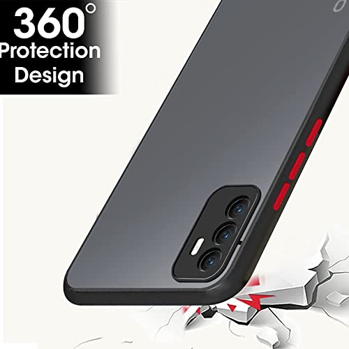Image of WOW IMAGINE Vivo V23E 5G | Vivo Y75 4G Translucent Hybrid Back Cover Case | Smoked Matte Back | 360 Degree Protection | with Camera Bump | Protective Hard Case (Black Bumper)