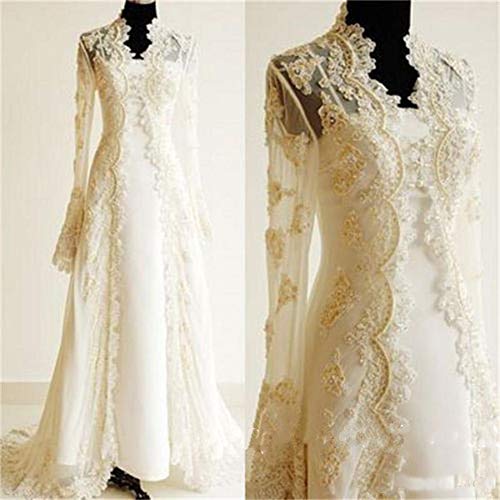 Kelaixiang Bridal Wedding Jackets Bolero Cape Wraps Lace Applique Lace Long Sleeves2