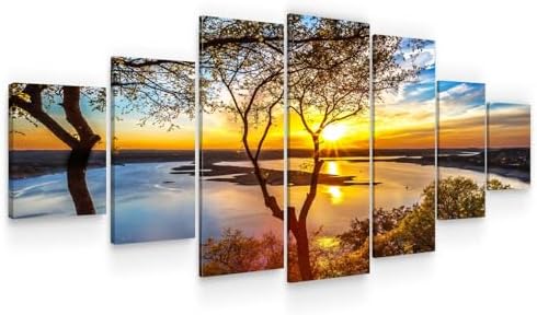 Huge Sunrise Lake Canvas Wall Art Set of 7 – 100×240 cm