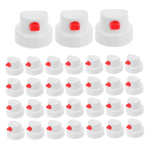 ARTSEWPLY 40pcs White Plastic Spray Paint Can Nozzles Replacement Tips for Graffiti Art Projects, Waterproof Self-Painting Spray Caps Compatible Standard Aerosol Cans for DIY Repairs
