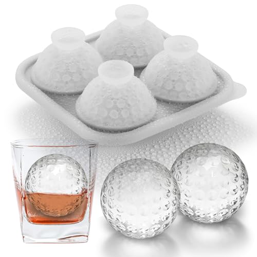 Nax Caki 3D Golf Ice Cube Tray, Large Golf Silicone Fun Shapes Whiskey Ice Mold with Funnel for Cocktails, Bourbon,Brandy, Whiskey Gifts for Men Black