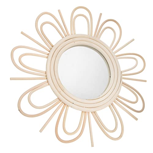 Miroir de maquillage en rotin tressé main pour reflet net - 2