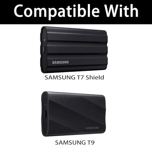 Image of VERTUS Storage Bag for Samsung T9 / T7 Shield Portable Ssd, Shockproof Travel Organizer Storage Case with Handstrap for Samsung T9 / T7 Shield Portable SSD, USB 3.2 Gen2 500GB 1TB 2TB 4TB (Black)