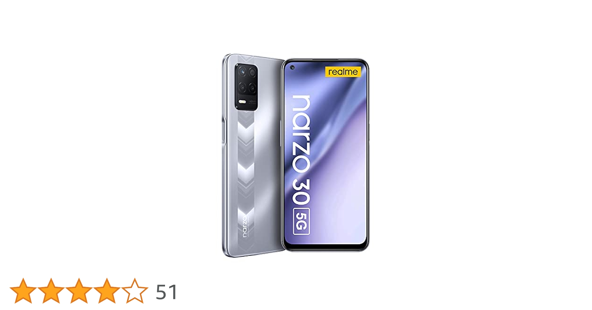 ANDROID - 【SIMフリースマホ】Realme Narzo 30 5G グローバルバージョン Realme Narzo 30 5G Racing Silver 128GB + 6GB Dual-SIM