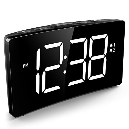 Alarm Clock, Alarm Clock for Bedroom with Dual Alarms, 6-Level Dimmer, Adjustable Alarm Volume, 3 Alarm Ringtones, 9 MIN Snooze, 12/24H Format, Digital Alarm Clock for Kids, Elders, and Heavy Sleepers
