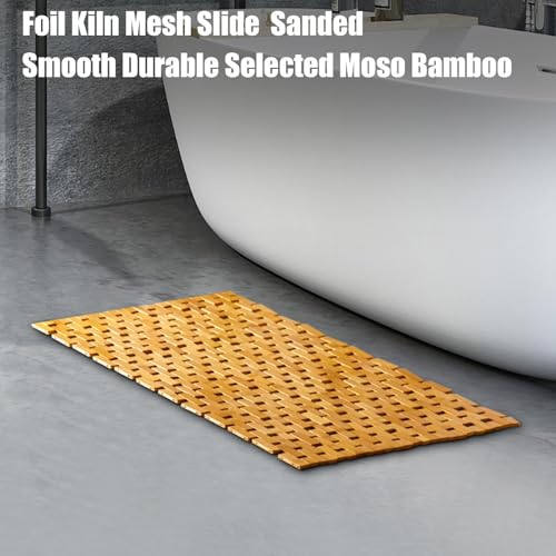 Tapis de bain bois naturel imperméable antidérapant douche et baignoire - 3
