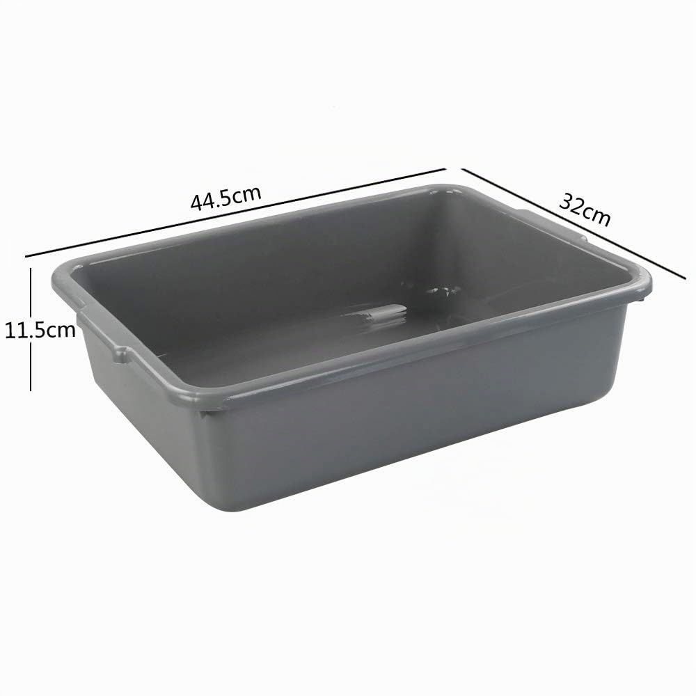 Cadine Set di 4 Bacinella Plastica Grande Rettangolare, Vaschetta Plastica Rettangolare, Grigio