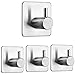 Auxmir 4 Piezas Ganchos Adhesivos para Pared, Colgador Toallas Adhesivo, Cuelga Acero Inoxidable 3M sin Taladro para Cocina y Baño, para Trapos Albornoz, Plata