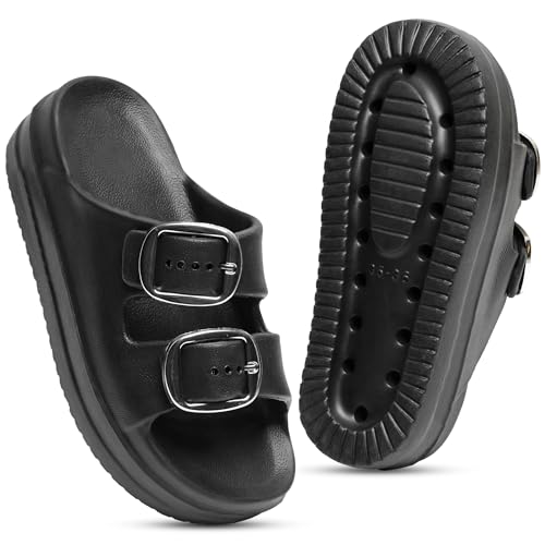 Image of Women Summer Flip Flop Slippers Casual Pillow EVA Anti-Slip Sole Slide Slipper Double Strap Sandals for Women's & Girls Rubber Flats