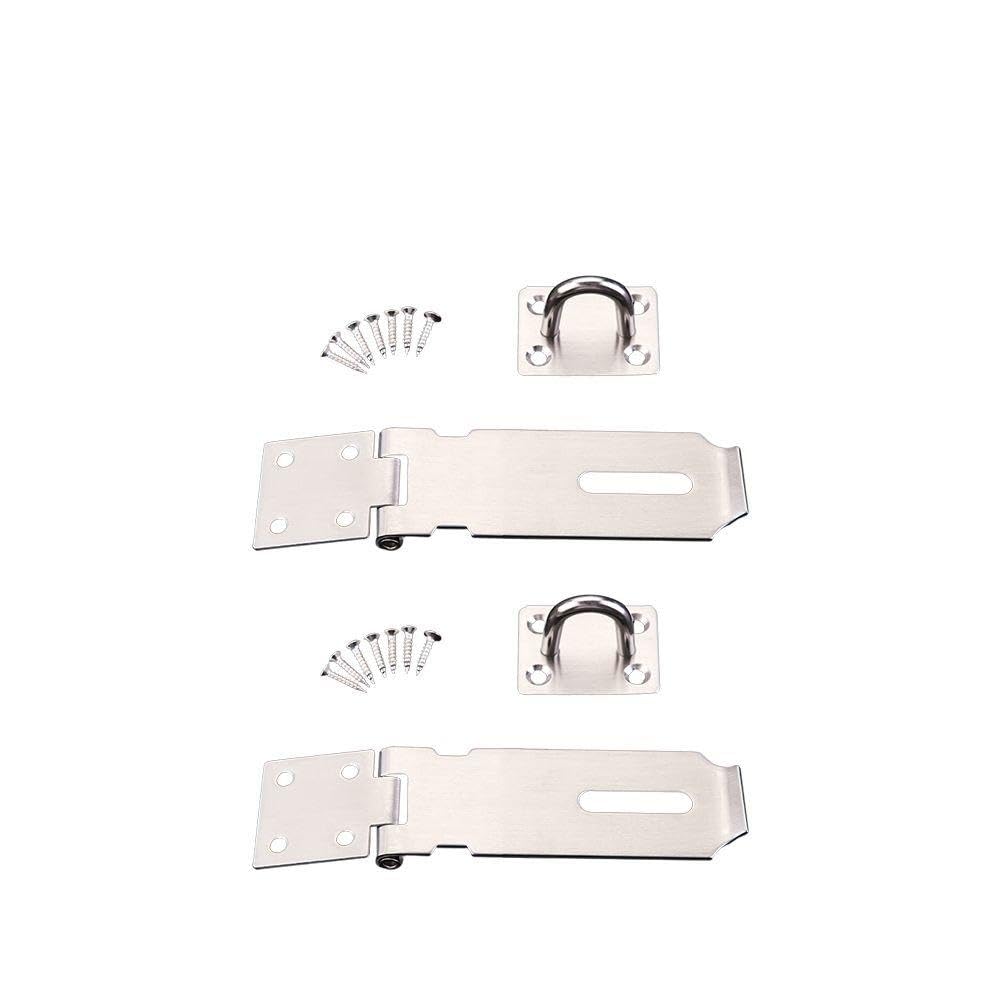 Zhi Jin 2Pcs Stainless Steel Padlock Hasp Door Clasp Gate Door Lock Bolt Latch Safety Guard 4-Inch