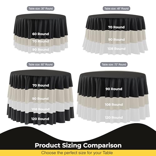 Party Solids 12-Pack Black Round Plastic Tablecloth Disposable – Size: 60 Inches – Round Plastic Table Cloths for Parties, Picnics & Formal Events by Party Solids - Used condition - Image 2