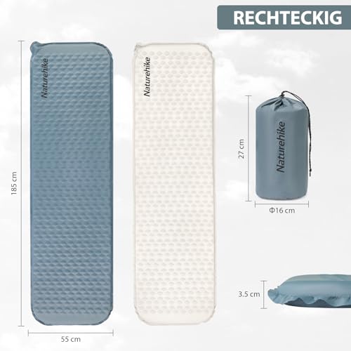 Tapis de sol auto-gonflant Naturehike 3.5 cm rectangulaire matelas isolant camping - 3