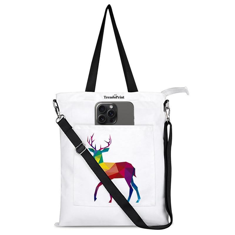TrendoPrint Womens Girls Cross Body Sling Bag with Extra Front Pocket, College Bag for Girls, 100% Organic Cotton Tote Bag for Shopping, Travel & Beach (SBWT09) (B0D6NHW6PT) Amazon Price History, Amazon Price Tracker