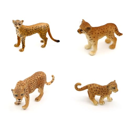 LLTCMAOYI Montessori Simulation Cheetah Model Set, Language Replica Statues (4 Pieces)