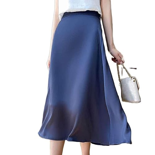 Jupe mi-longue en satin pour femme silhouette drapée et coupe ajustée taille haute
