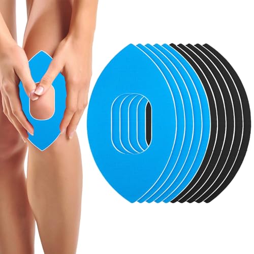 ZHITENG 10 Piezas Cinta Kinesiológica, Elastica Precut Kinesiotape Transpirable Cinta de Kinesiología Tape Impermeable Esparadrapo Deportivo, para Rodilla Alivio Dolor Muscular (Negro Azul)